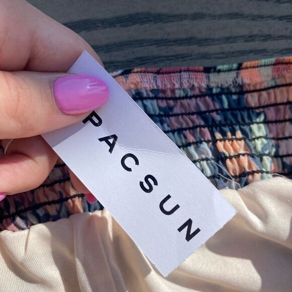 NWT PacSun la hearts floral ruffle mini top size small strapless chiffon - Picture 4 of 9